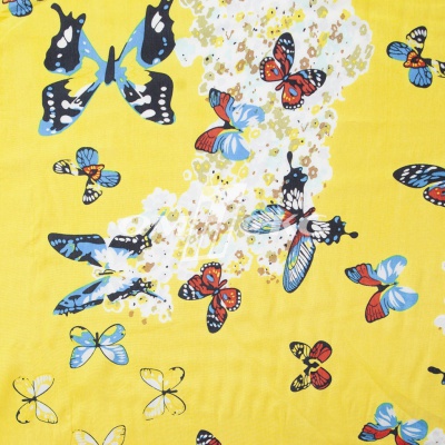 Плательная ткань "Софи" 7.2, 75 гр/м2, шир.150 см, принт бабочки - купить в Хабаровске. Цена 241.49 руб.