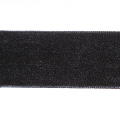 Лента бархатная нейлон, шир.25 мм, (упак. 45,7м), цв.03-черный - купить в Хабаровске. Цена: 800.84 руб.