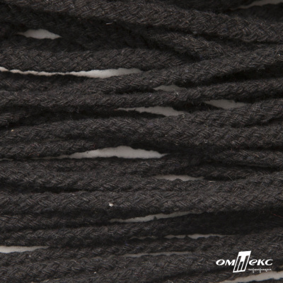 Шнур плетеный d-6 мм круглый, 70% хлопок 30% полиэстер, уп.90+/-1 м, цв.1078-черный - купить в Хабаровске. Цена: 588 руб.