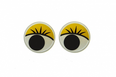 Глазки для игрушек, круглые, с бегающими зрачками, 12 мм/упак.50+/-2 шт, цв. -желтый - купить в Хабаровске. Цена: 95.04 руб.