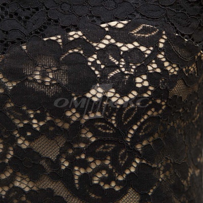 Кружевное полотно #3378, 150 гр/м2, шир.150см, цвет чёрный - купить в Хабаровске. Цена 370.97 руб.