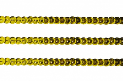 Пайетки "ОмТекс" на нитях, SILVER-BASE, 6 мм С / упак.73+/-1м, цв. А-1 - т.золото - купить в Хабаровске. Цена: 468.37 руб.