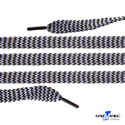 Шнурки #107-07, плоские 130 см, двухцветные цв.серый/чёрный - купить в Хабаровске. Цена: 23.03 руб.
