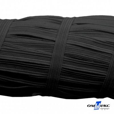 Резиновые нити с текстильным покрытием, шир. 6 мм (55 м/уп), цв.-черный - купить в Хабаровске. Цена: 210.75 руб.