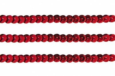 Пайетки "ОмТекс" на нитях, SILVER-BASE, 6 мм С / упак.73+/-1м, цв. 3 - красный - купить в Хабаровске. Цена: 468.37 руб.