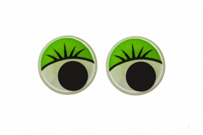 Глазки для игрушек, круглые, с бегающими зрачками, 15 мм/упак.50+/-2 шт, цв. -зеленый - купить в Хабаровске. Цена: 113.01 руб.
