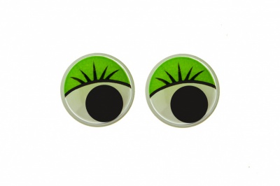 Глазки для игрушек, круглые, с бегающими зрачками, 12 мм/упак.50+/-2 шт, цв. -зеленый - купить в Хабаровске. Цена: 95.04 руб.