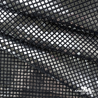 Трикотажное полотно голограмма, шир.140 см, #603 -черный/серебро - купить в Хабаровске. Цена 771.75 руб.