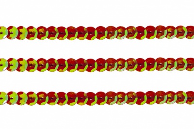 Пайетки "ОмТекс" на нитях, CREAM, 6 мм С / упак.73+/-1м, цв. 96 - красный - купить в Хабаровске. Цена: 484.77 руб.