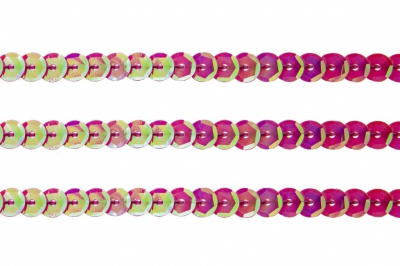 Пайетки "ОмТекс" на нитях, CREAM, 6 мм С / упак.73+/-1м, цв. 89 - розовый - купить в Хабаровске. Цена: 468.37 руб.