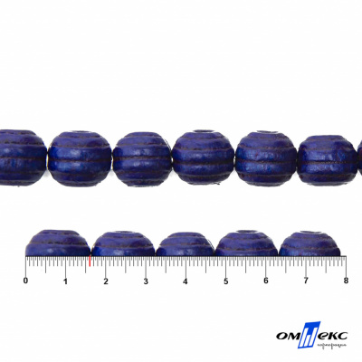 0309-Бусины деревянные "ОмТекс", 16 мм, упак.50+/-3шт, цв.006-синий - купить в Хабаровске. Цена: 62.22 руб.